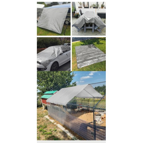 Тент водонепроникний зміцнений СІРИЙ 160 г/м², розмір: 4х5 м - преміум