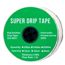 Крапельна стрічка "Drip Tape" 1000 м/20 см/1,3 л/г, 6mil (емітерна) - Корея