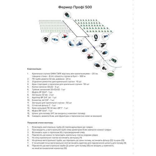 Набір для крапельного поливу "Фермер ПРОФІ-500"