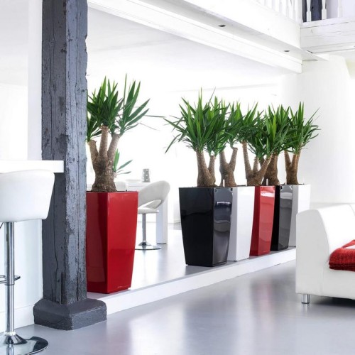 Кашпо CUBICO 50 ярко-красный блестящий