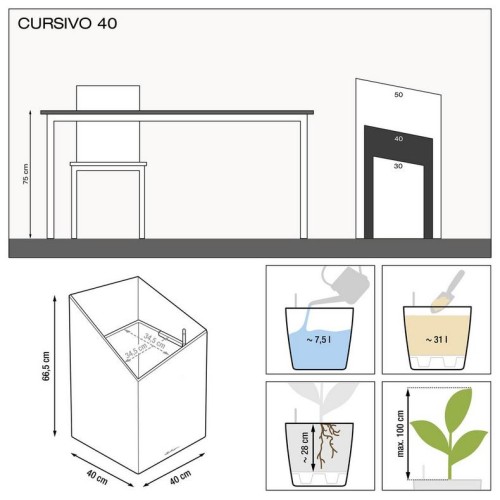 Кашпо CURSIVO 40 белый блестящий