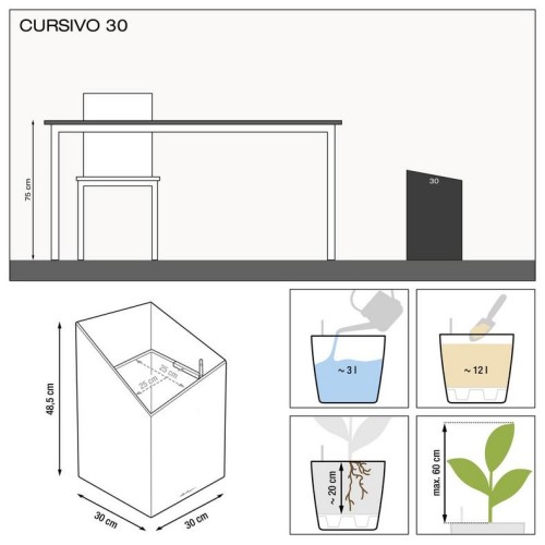 Кашпо CURSIVO 40 белый блестящий