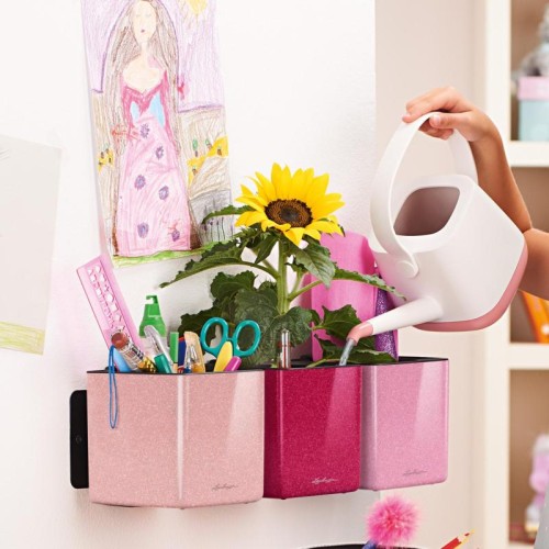 Кашпо CUBE Glossy Kiss 14 нежно-розовый блестящий