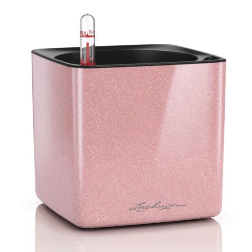 Кашпо CUBE Glossy Kiss 14 нежно-розовый блестящий