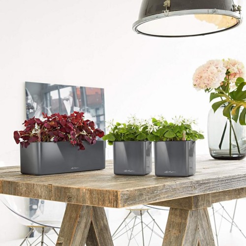 Кашпо CUBE Glossy Triple антрацитовий блискучий