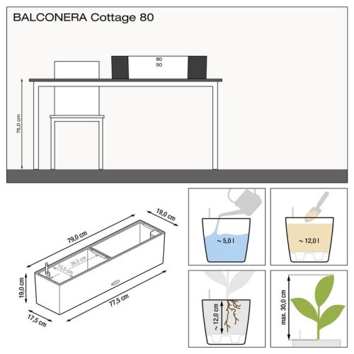 Кашпо BALCONERA Cottage 50 граніт