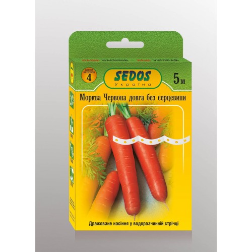 Морковь Красная длинная без серцевины (на 5м водорастворимой ленте) - SEDOS