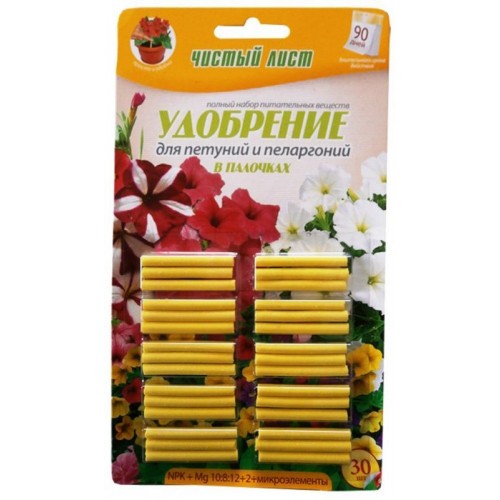 Удобрение в палочках "Чистый Лист" для петуний, блистер 30 шт