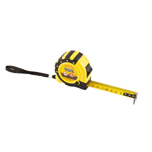 Купити Рулетка MASTERTOOL 5 м 25 мм з магнітами 2 фіксатори кнопка STOP покриття TPR нейлонове покриття