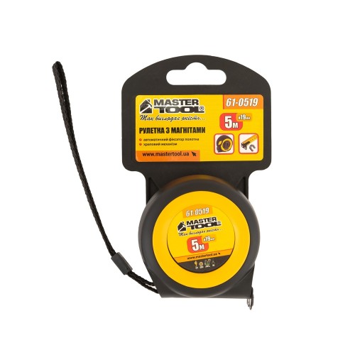 Купити Рулетка MASTERTOOL 5 м 19 мм з магнітами автоматичний фіксатор покриття TPR храповий механізм