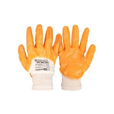 Перчатки хлопковые трикотажные MASTERTOOL нитриловое покрытие 3/4 вязаный манжет 10" оранжевые