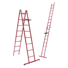 Лестница универсальная металлическая 8 ступеней со столиком, h=2150-4740 мм