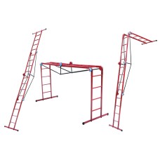 Лестница трансформер металлическая 4*4 ступени, h=1310-2330-4800 мм